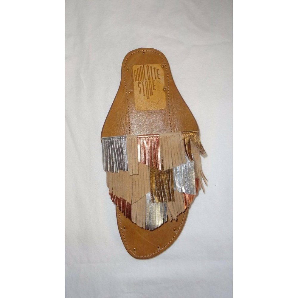 Charlotte Stone Odell Fringe Suede Sandals Slides - Picture 7 of 11